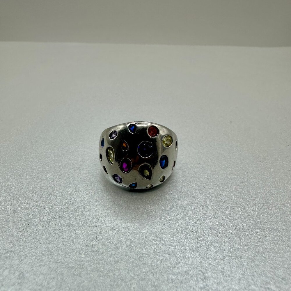 Multi Gemstone Ring in 925 Sterling Silver